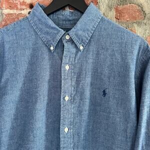 VTG Polo Ralph Lauren Men's LS Chambray Shirt XL 23x30